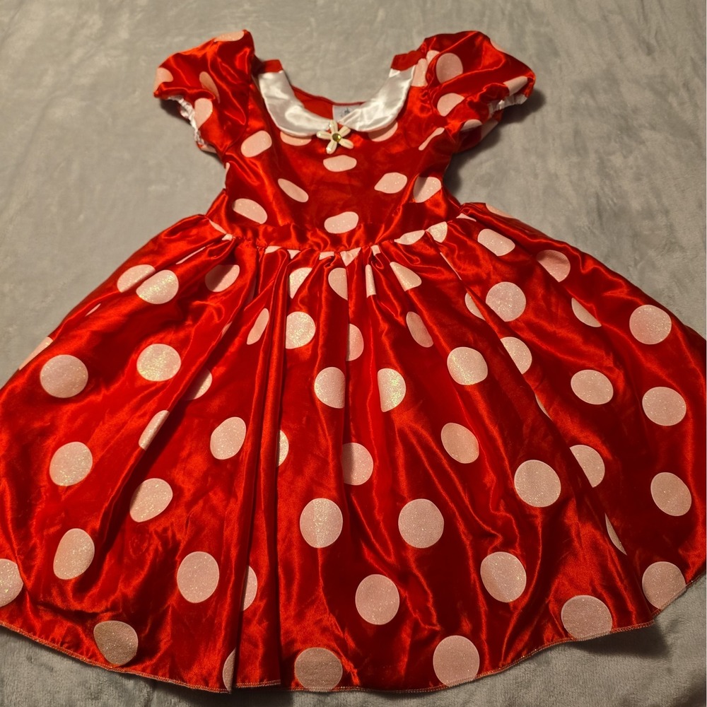 Disney Store Minnie Mouse Red White Costume Dress Child Size 7/8 Med Polka Dot